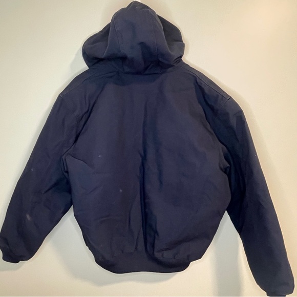 Carhartt Hooded Navy Blue Work Jacket 2XL - Picture 4 of 8